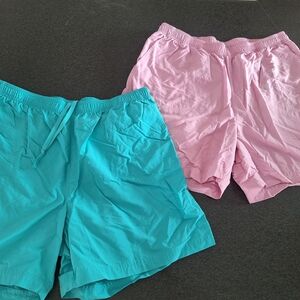 Women's Drawstring Casual Shorts - Pink & Teal